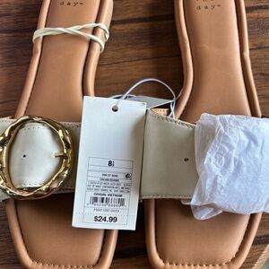 A New Day Cream Sandals with Gold Accent